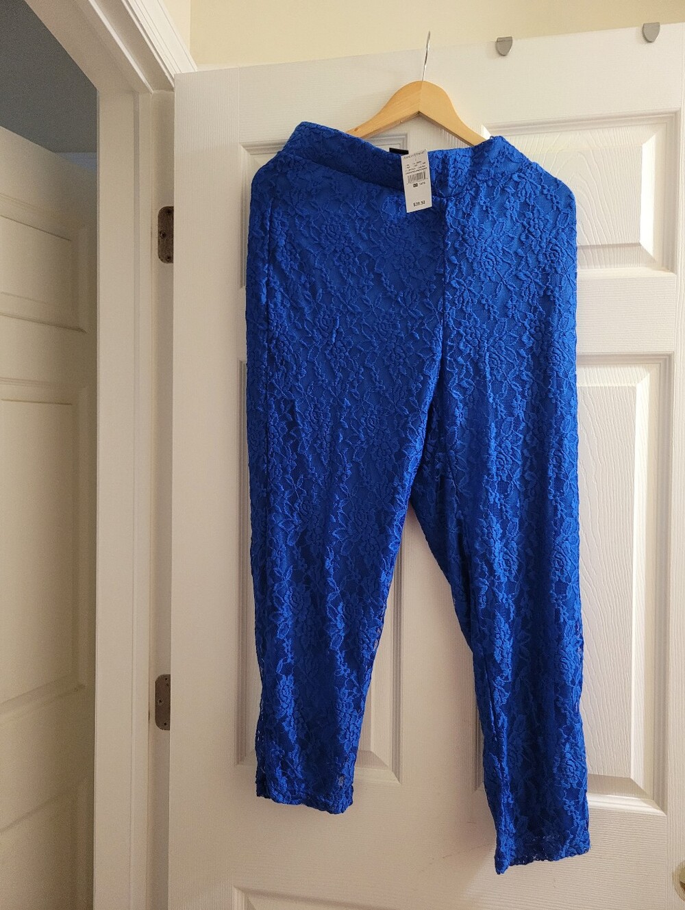 Ashley Stewart Royal Blue Lace Cropped Pants